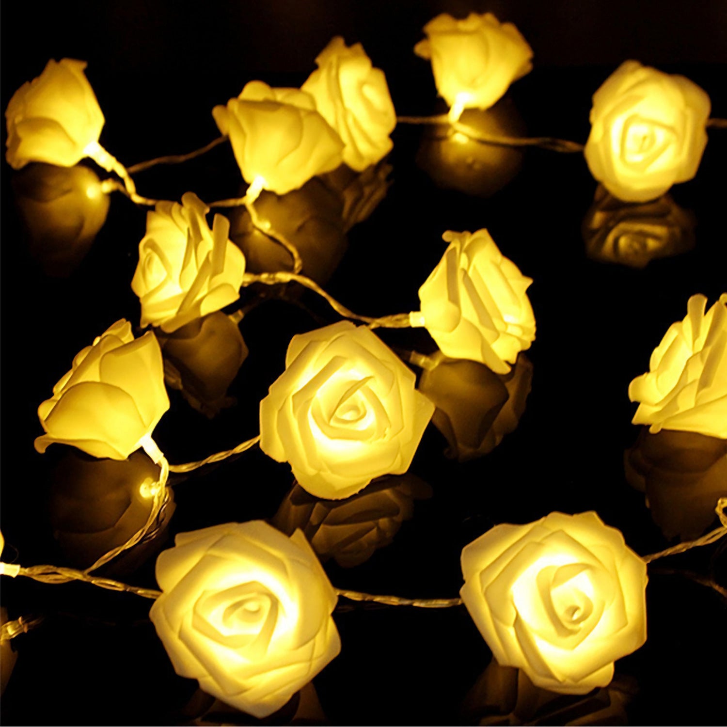 1Pc 40 LEDs Rose Flower String Lights 10ft 3m Battery Operated Decorative Lights For Anniversary Valentine's Wedding Bedroom