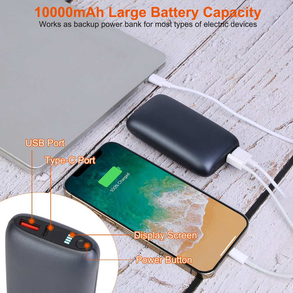 1Pc Electric Double Sided Hand Warmer Battery Backup Power Bank Rechargeable Hand Heater With 3 Temperature Levels Portable Pocket Warmer